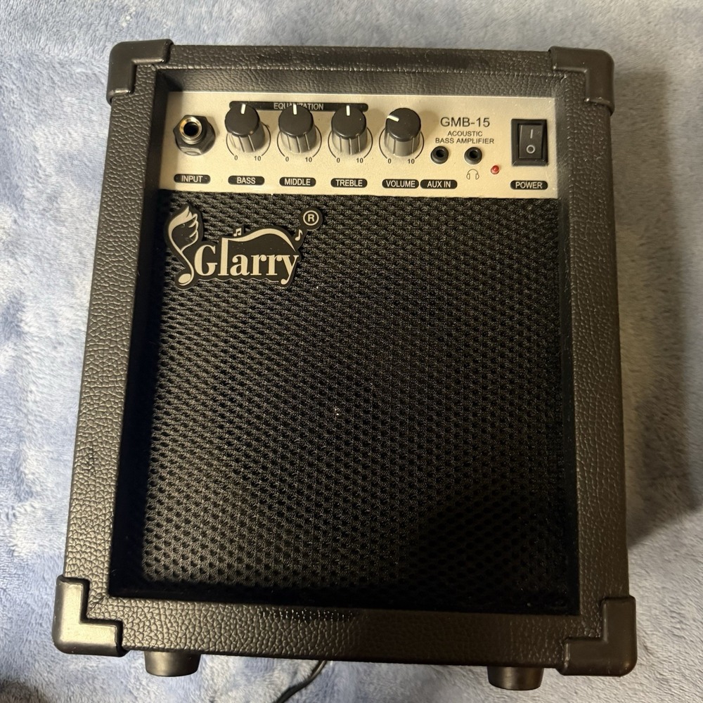 Glarry 15W Electric Bass Amplifier Amp Speaker VOLUME TREBLE BASS MIDDLE Control